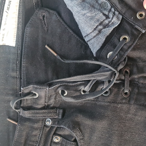 Rag & Bone Black Lace Up Skinny jeans. - Picture 6 of 9
